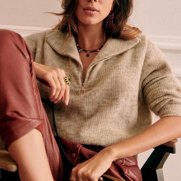 Sezane Sweaters - Sezane Johnny Jumper, Mottled Beige, XS